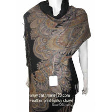 Cashmere Feather Print Shawl